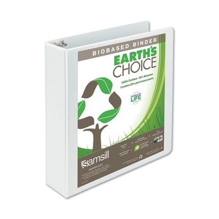 Samsill EARTH'S CHOICE BIODEGRADABLE ROUND RING VIEW BINDER, 2in CAPACITY, WHITE 18967